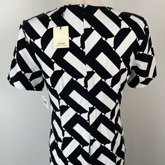 NWT Trina Turk Black and White Midi Dress Size M - Picture 7 of 8